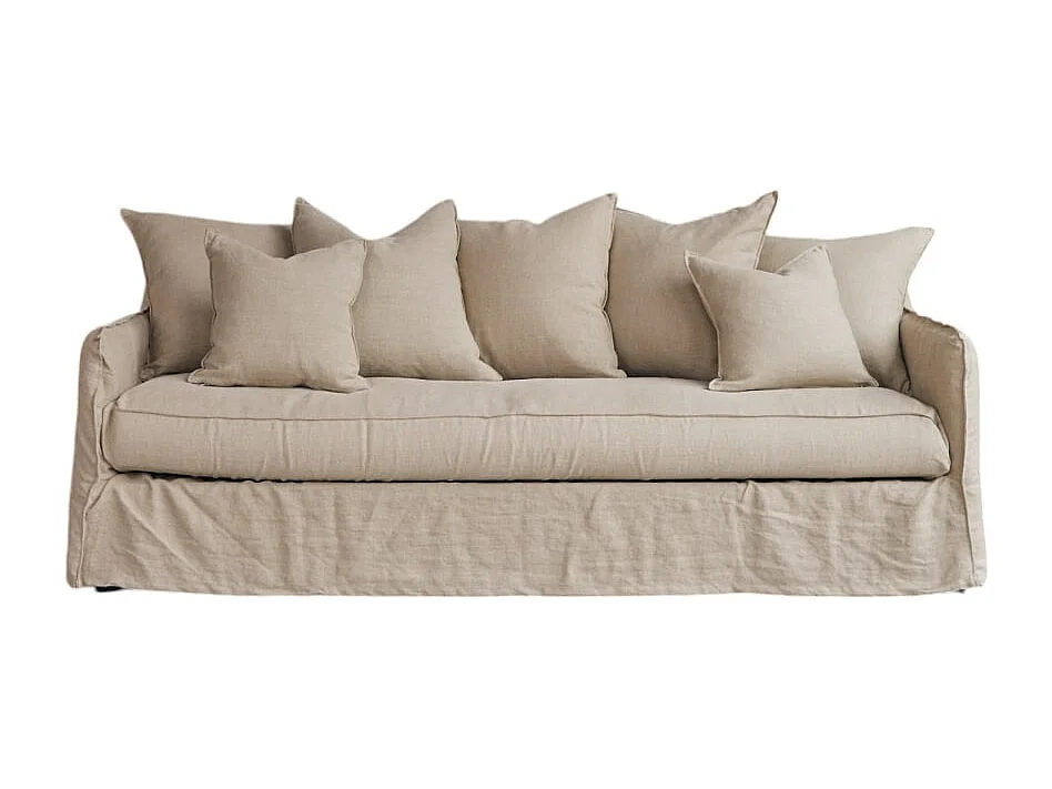 Sofa Ariane aus naturbelassenem Leinen, 5-Sitzer