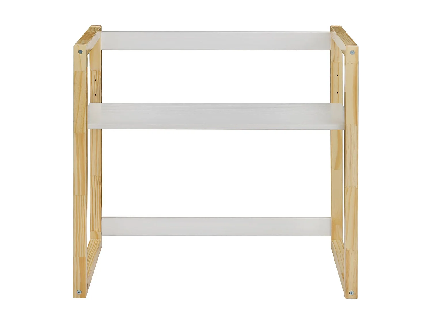 Bureau enfant SUZA réglable en hauteur 80 x 76 x 48 cm en bois massif, Bureau chambre enfant, 4 niveaux de hauteur, Blanc/naturel