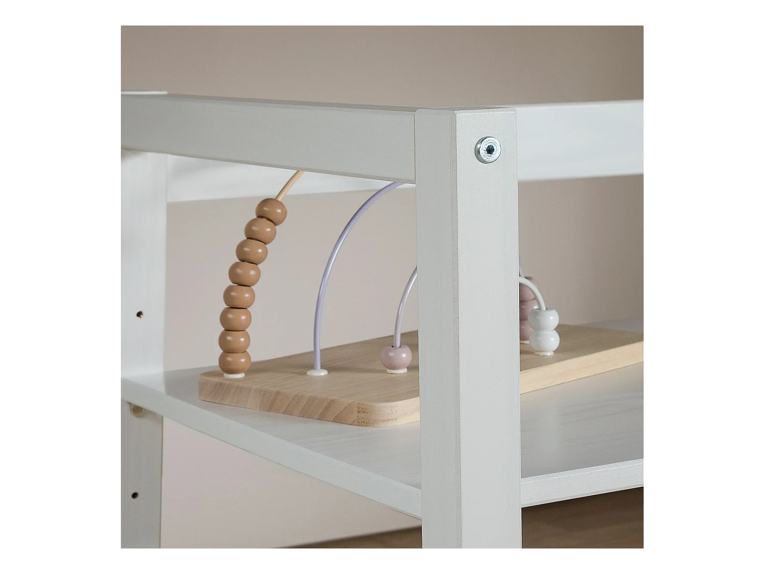 Bureau enfant SUZA réglable en hauteur 80 x 76 x 48 cm bois de pin massif, Bureau chambre enfant, 4 niveaux de hauteur, Blanc