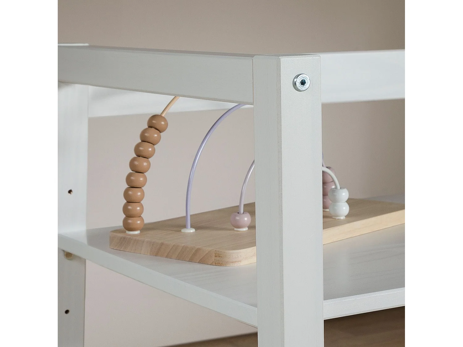 Bureau enfant SUZA réglable en hauteur 80 x 76 x 48 cm bois de pin massif, Bureau chambre enfant, 4 niveaux de hauteur, Blanc