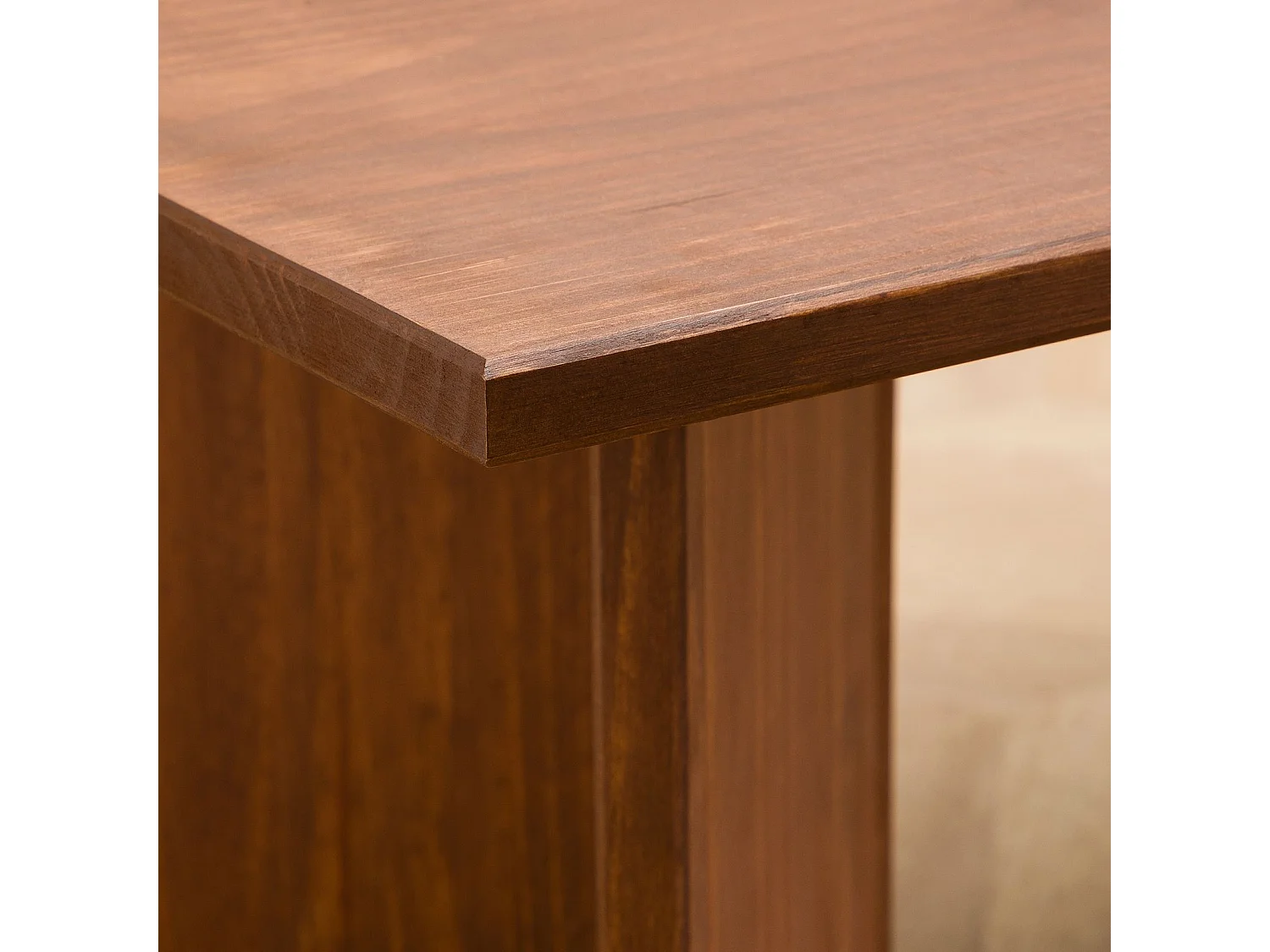 Table basse MESA pour salon en bois massif brun foncé, Design rectangulaire moderne, Pieds angulaires, 110 x 45 x 60 cm