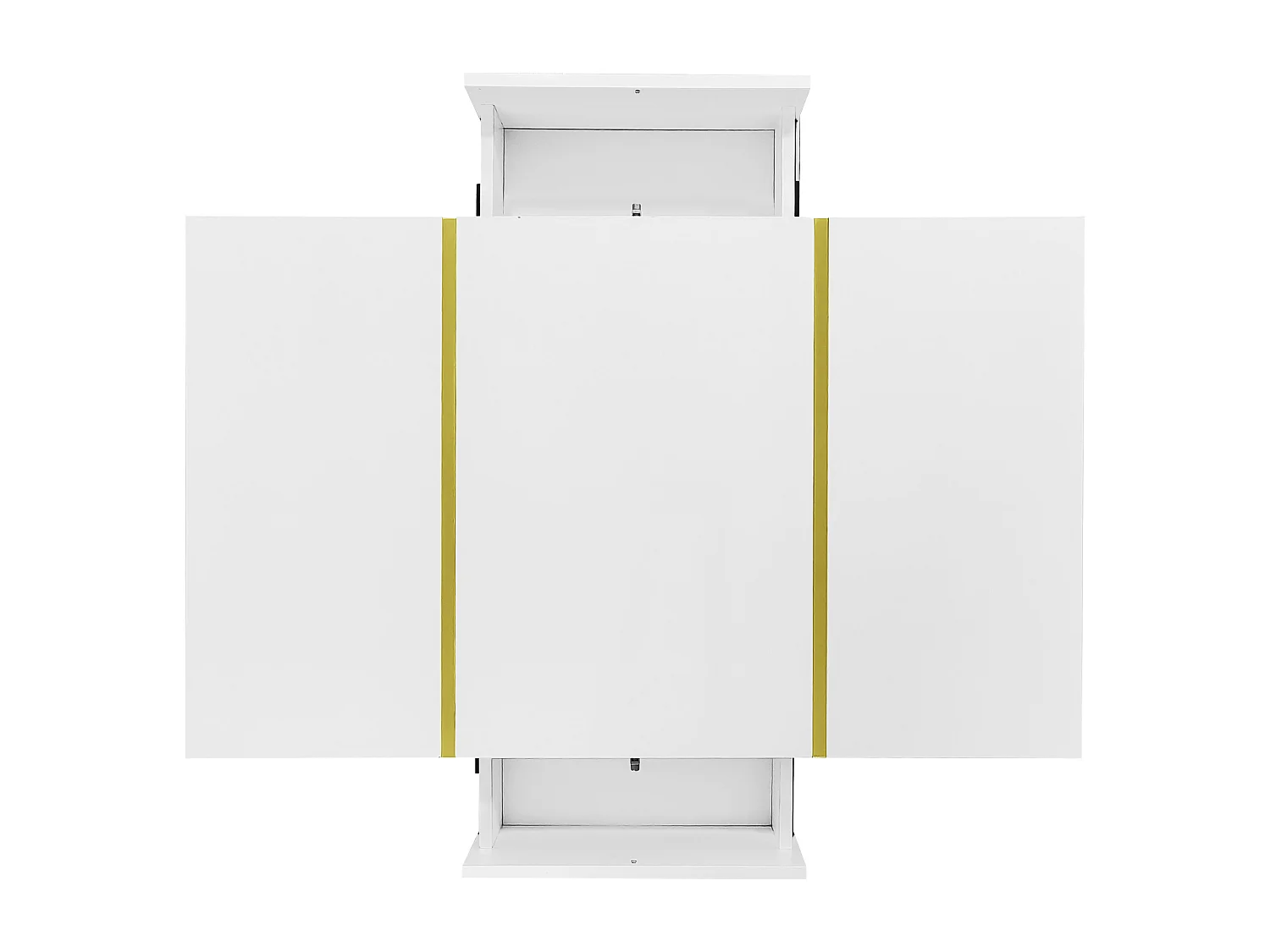 Table basse blanche avec 2 tiroirs de rangement et pieds dorés - pour salon et bureaux