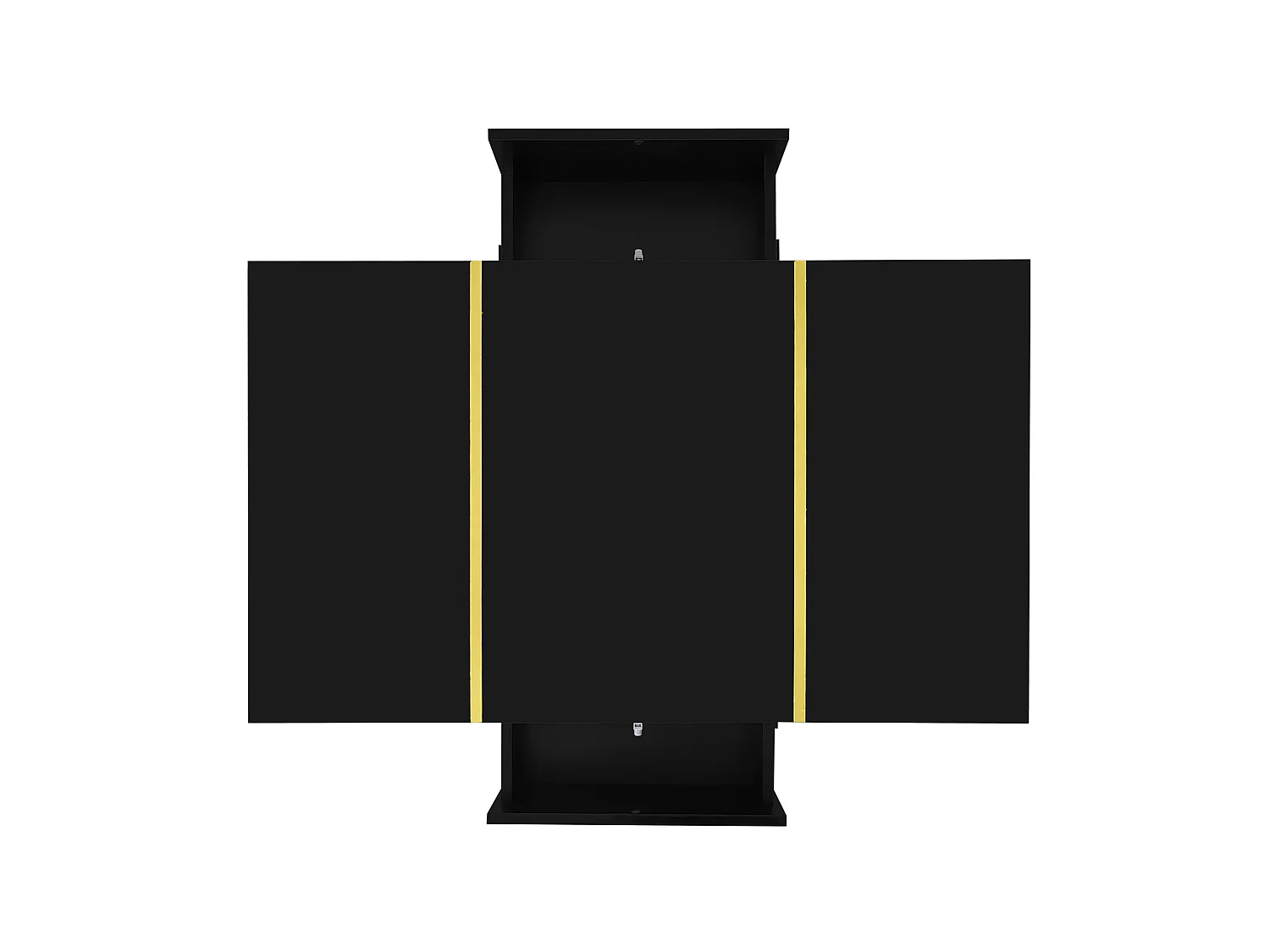 Schwarzer Couchtisch mit 2 Aufbewahrungsschubladen und goldenen Beinen - für Wohnzimmer und Büro