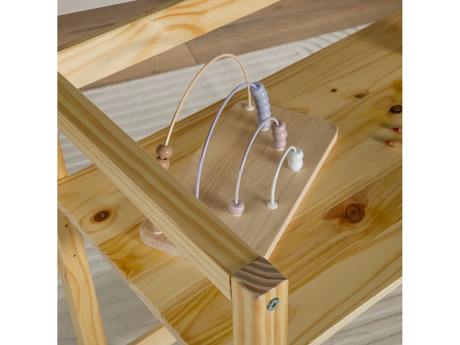 Bureau enfant SUZA réglable en hauteur 80 x 76 x 48 cm en bois massif, Bureau chambre enfant, 4 niveaux de hauteur, Coloris naturel