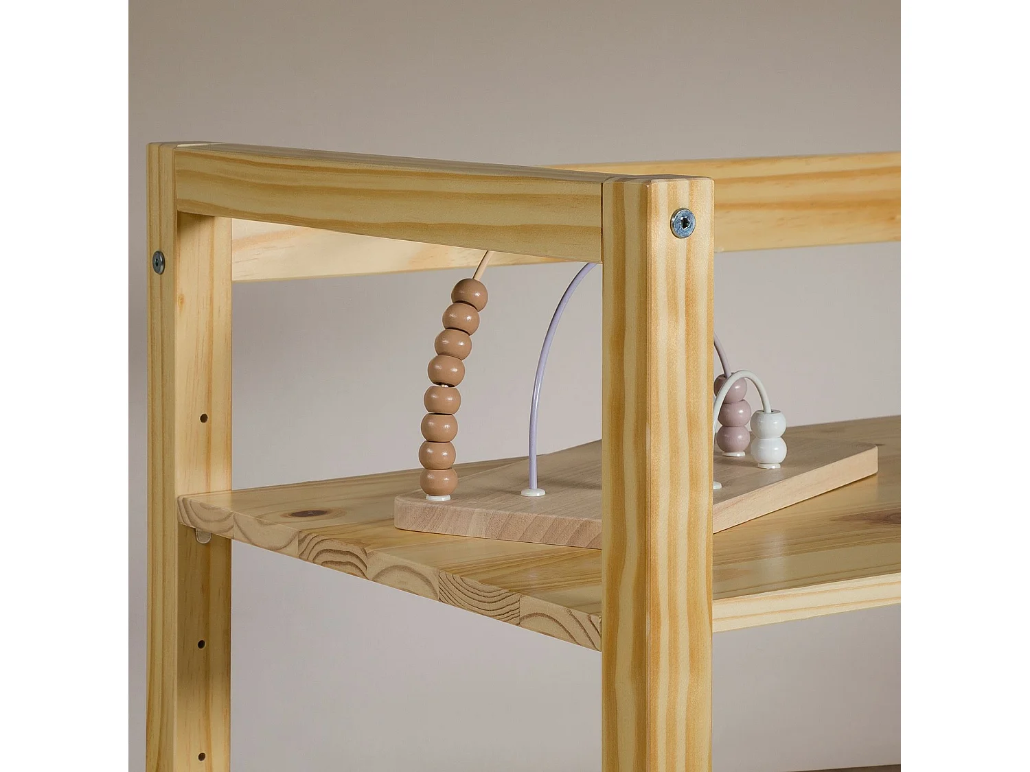 Bureau enfant SUZA réglable en hauteur 80 x 76 x 48 cm en bois massif, Bureau chambre enfant, 4 niveaux de hauteur, Coloris naturel