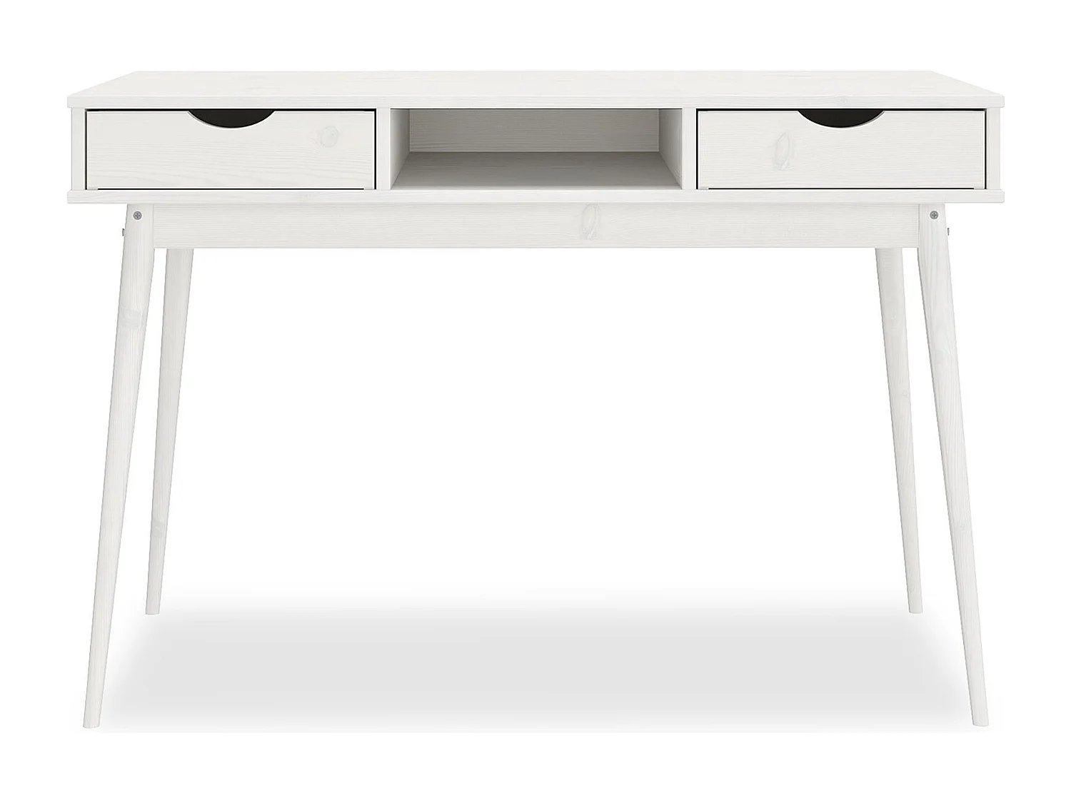 Bureau STEFANO en pin massif avec 2 tiroirs et 1 niche intégrée lasuré blanc