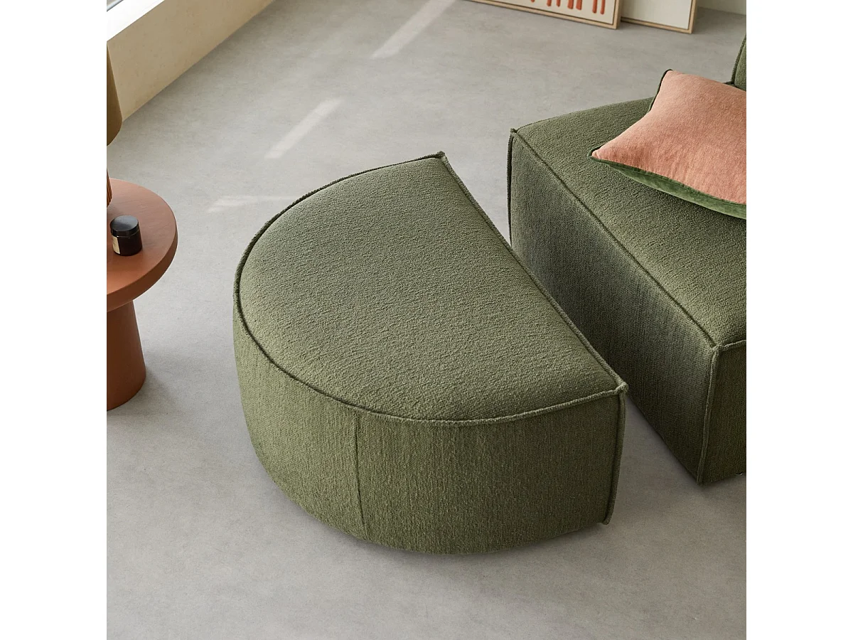 Repose-pieds en tissu vert Dario, 1 place