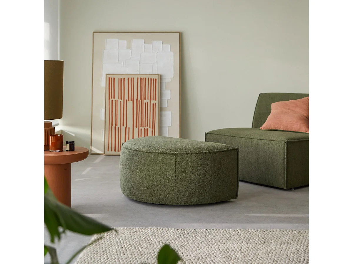 Repose-pieds en tissu vert Dario, 1 place