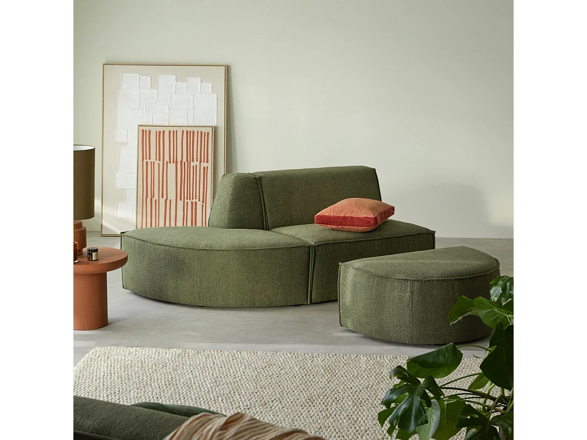 Repose-pieds en tissu vert Dario, 1 place