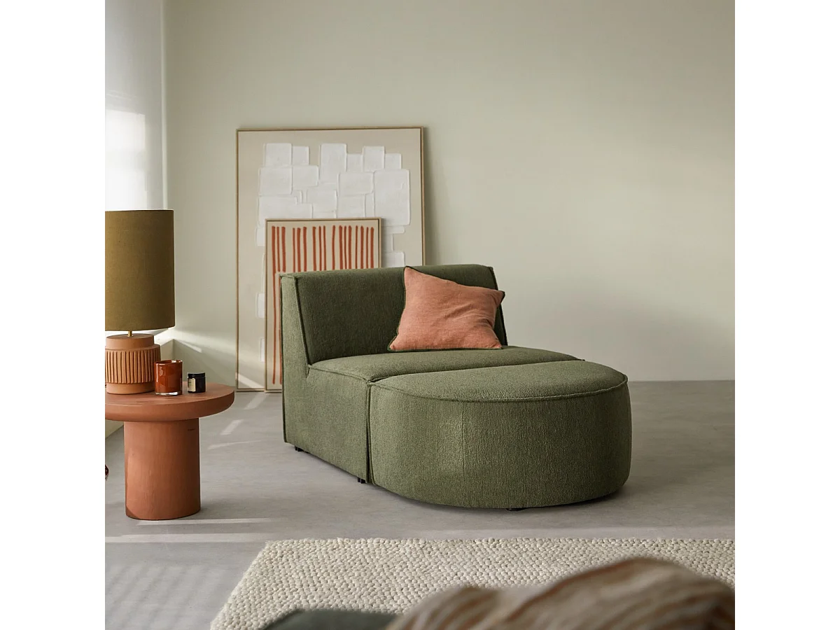 Repose-pieds en tissu vert Dario, 1 place