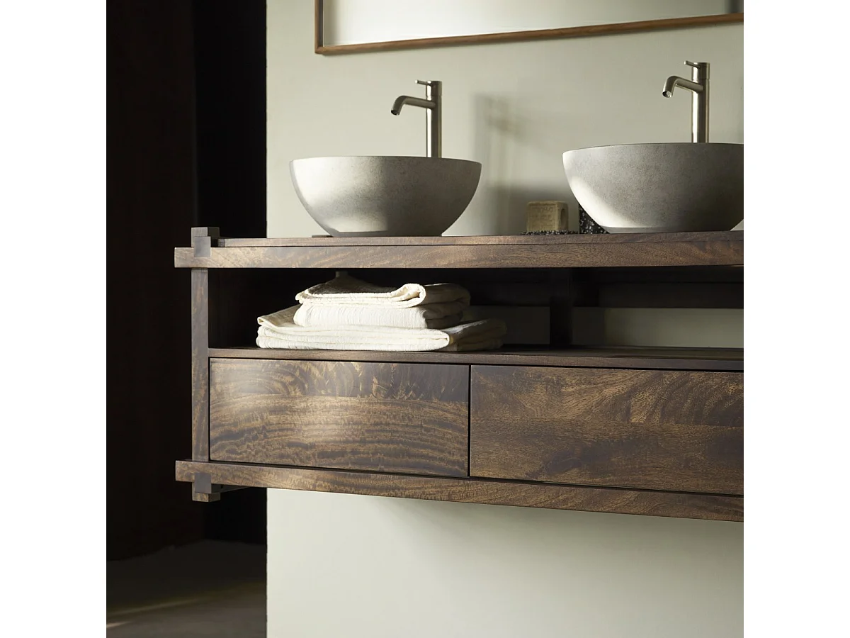 Mobile sotto lavabo Arko in legno massello di mango 120 cm
