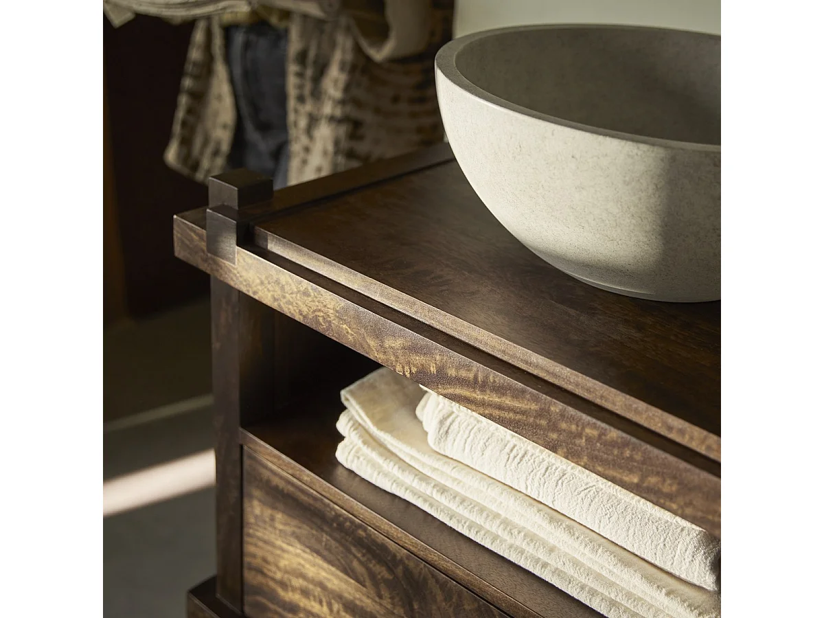 Mobile sotto lavabo Arko in legno massello di mango 120 cm