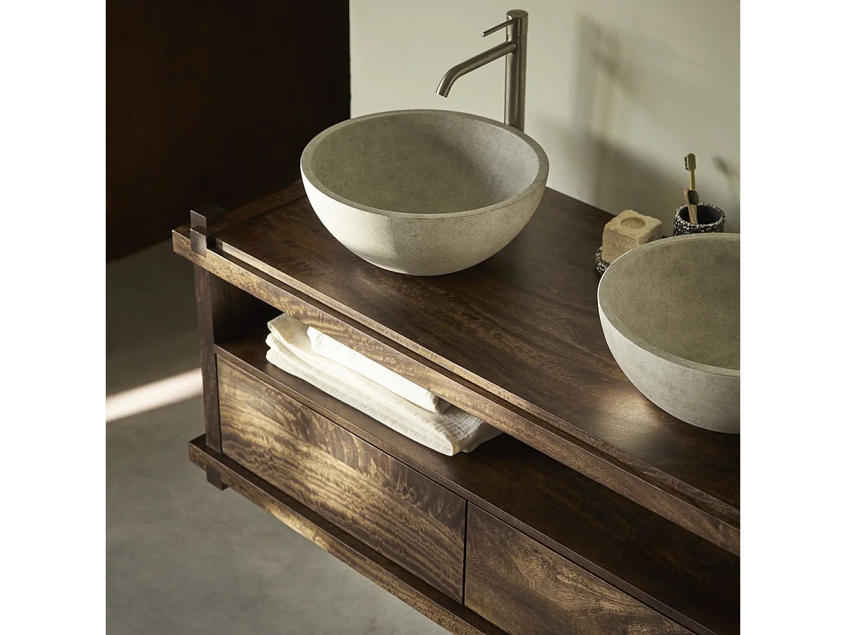 Mobile sotto lavabo Arko in legno massello di mango 120 cm