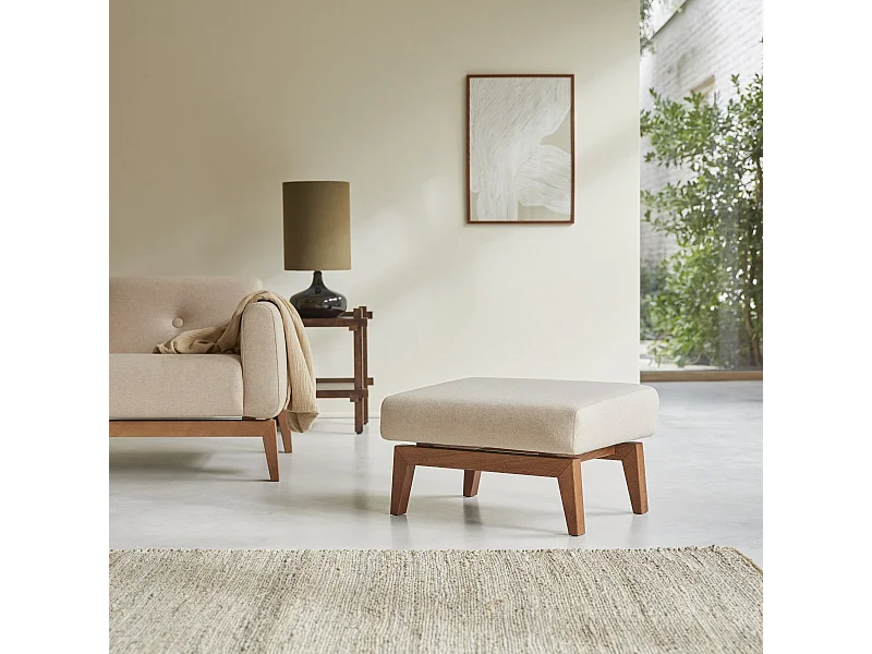 Repose-pieds en lainage écru Bjorn, 1 place