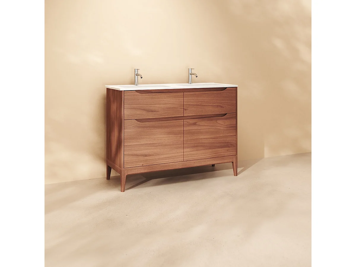 Mobile per il bagno in mango massello e ceramica 120 cm Gabrielle