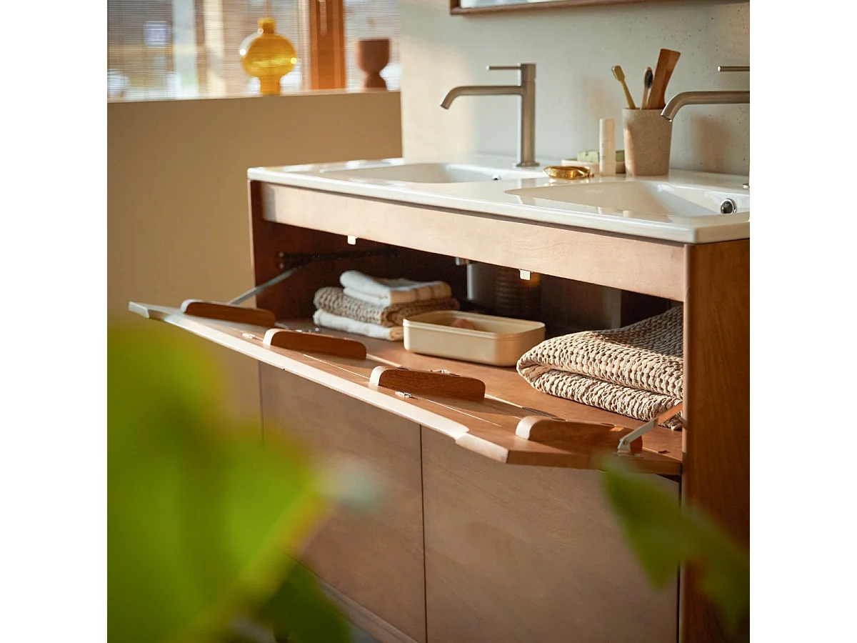 Mobile per il bagno in mango massello e ceramica 120 cm Gabrielle