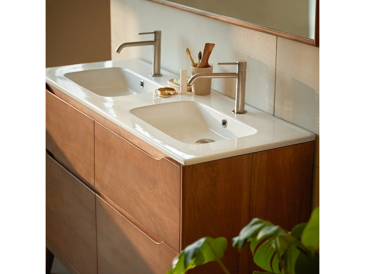 Mobile per il bagno in mango massello e ceramica 120 cm Gabrielle