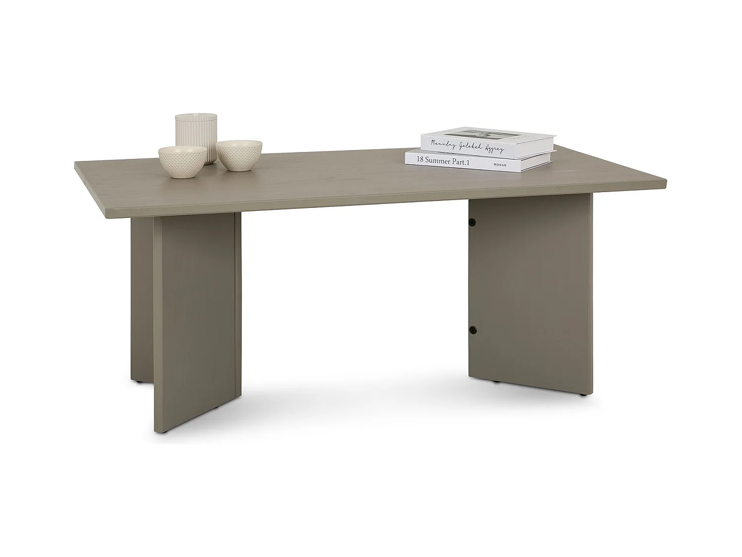 Table basse MESA pour salon en bois massif gris, Design rectangulaire moderne, Pieds angulaires, 110 x 45 x 60 cm