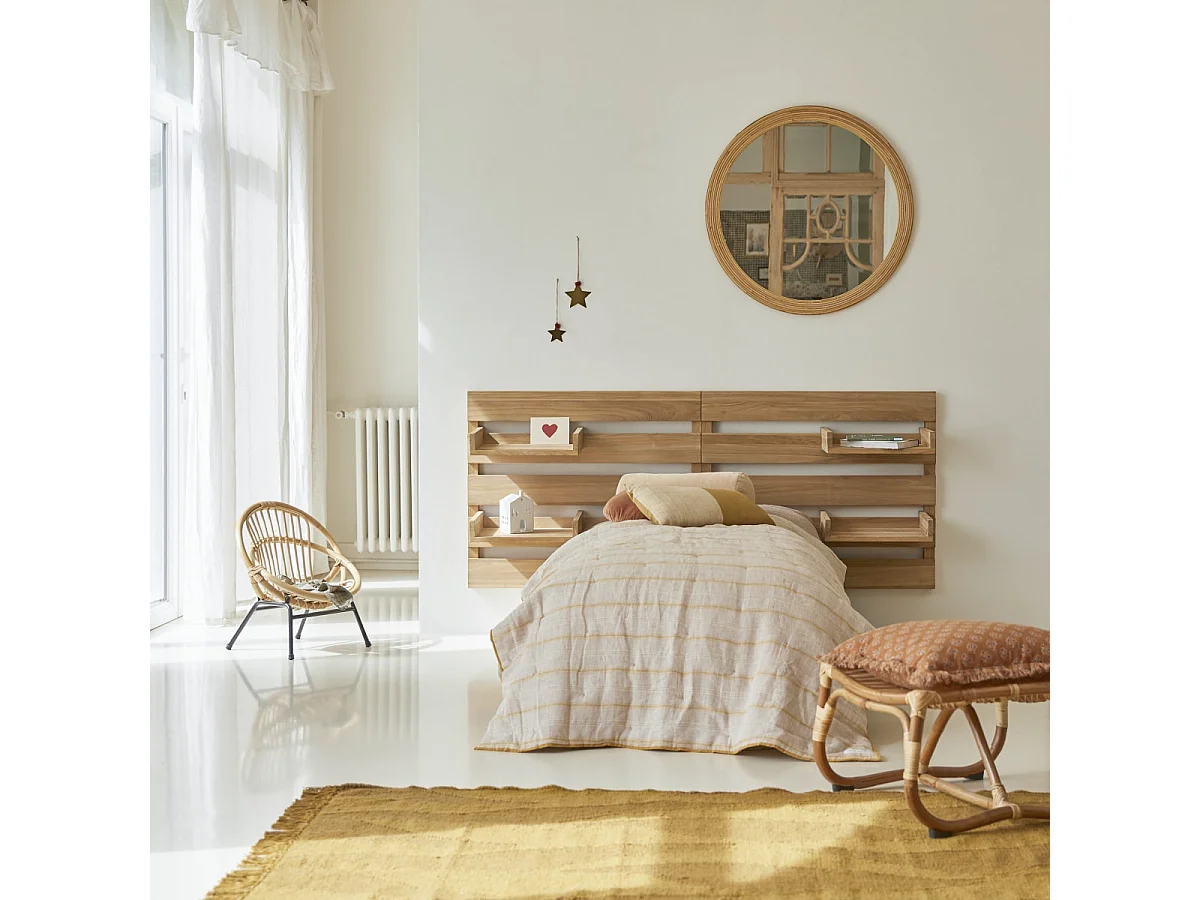 Tête de lit enfant avec 4 étagères en bois de teck 180 Urbain