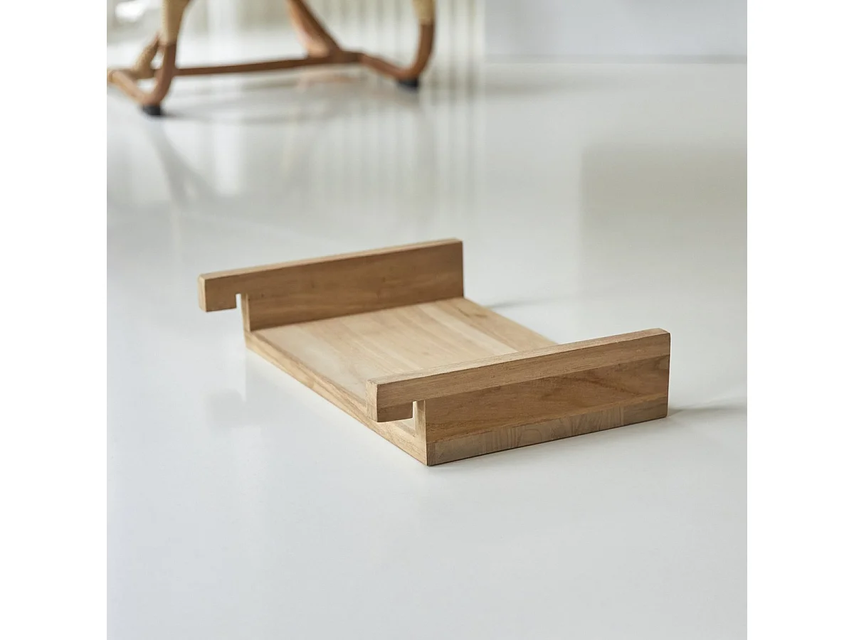 Kinderbett-Kopfteil Urbain aus massivem Teakholz mit Ablagen 180