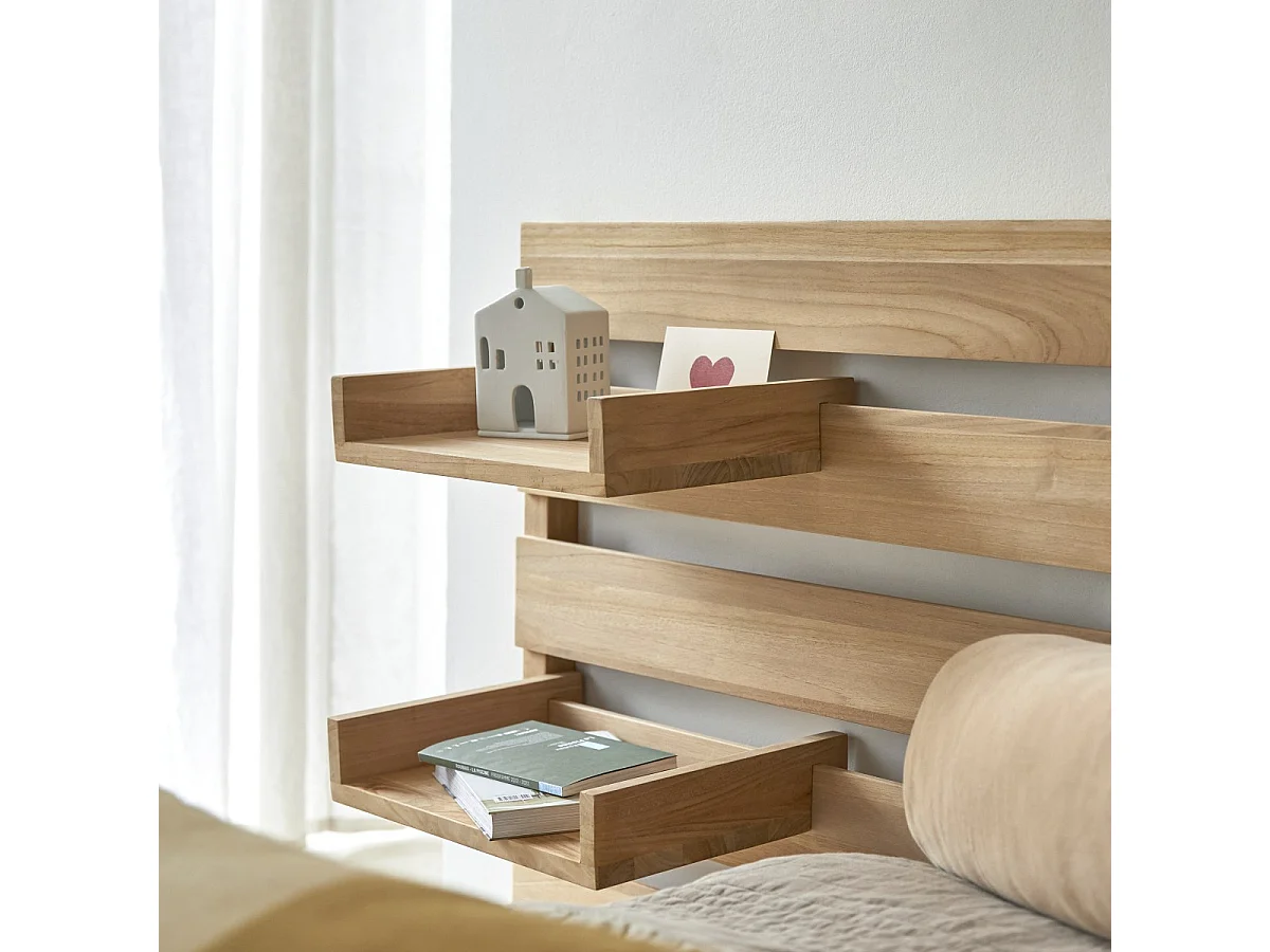 Tête de lit enfant avec 2 étagères en bois de teck 180 Urbain