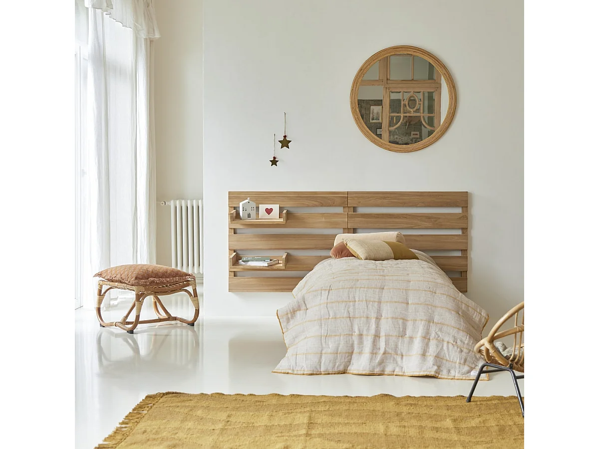 Tête de lit enfant avec 2 étagères en bois de teck 180 Urbain