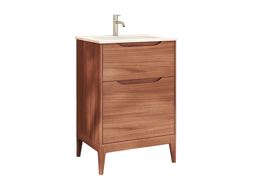 Badezimmerschrank Gabrielle aus massivem Mangoholz und Keramik, 60 cm