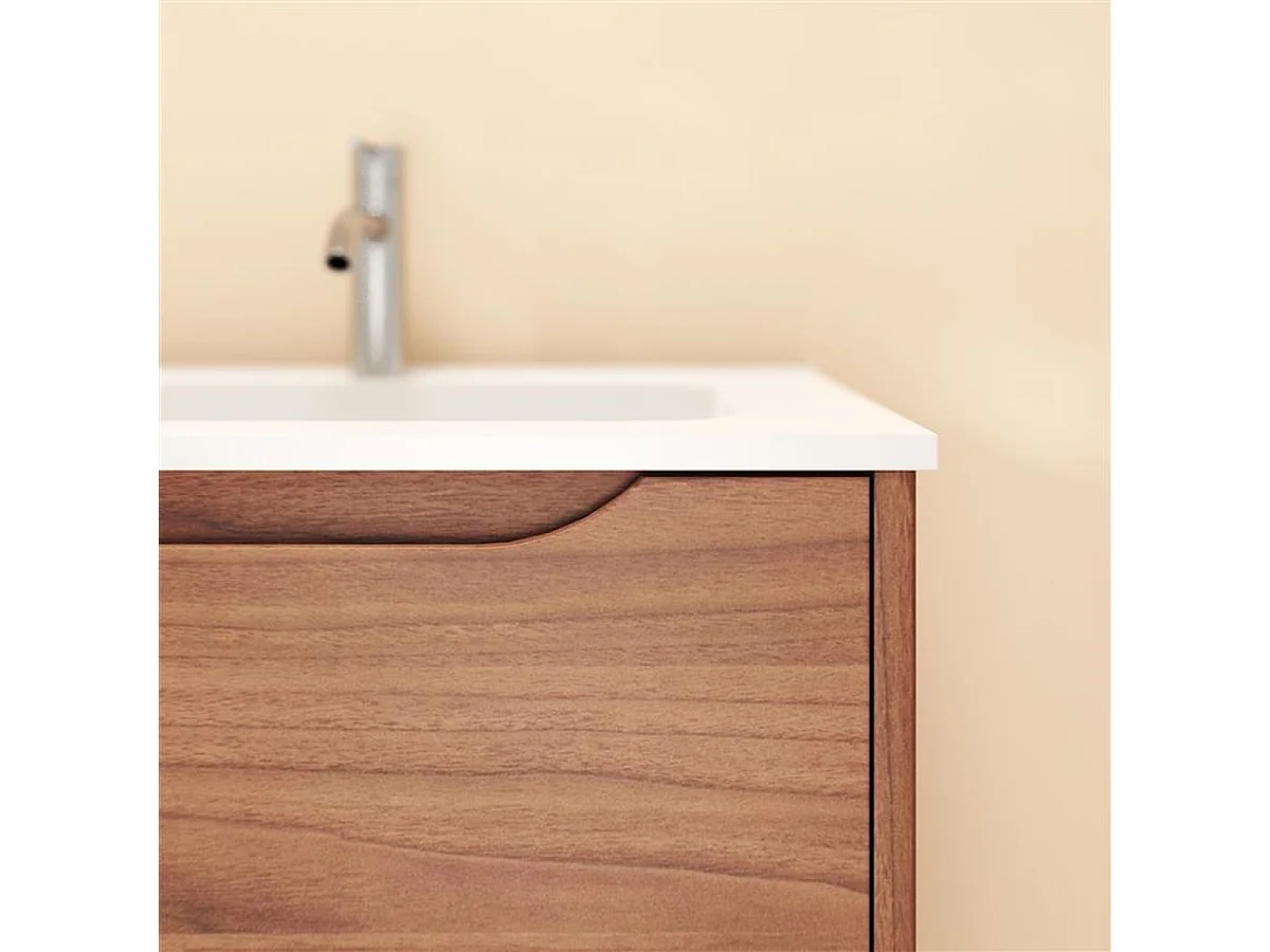 Badezimmerschrank Gabrielle aus massivem Mangoholz und Keramik, 60 cm