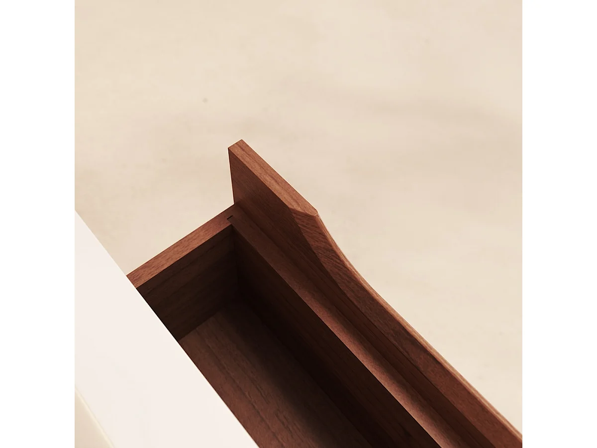 Badezimmerschrank Gabrielle aus massivem Mangoholz und Keramik, 60 cm