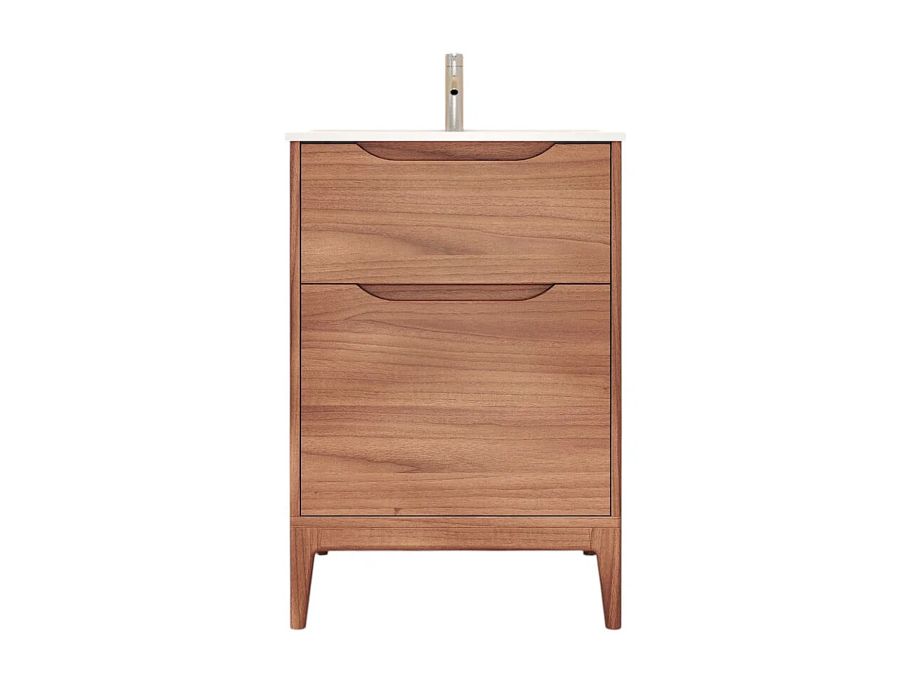 Badezimmerschrank Gabrielle aus massivem Mangoholz und Keramik, 60 cm