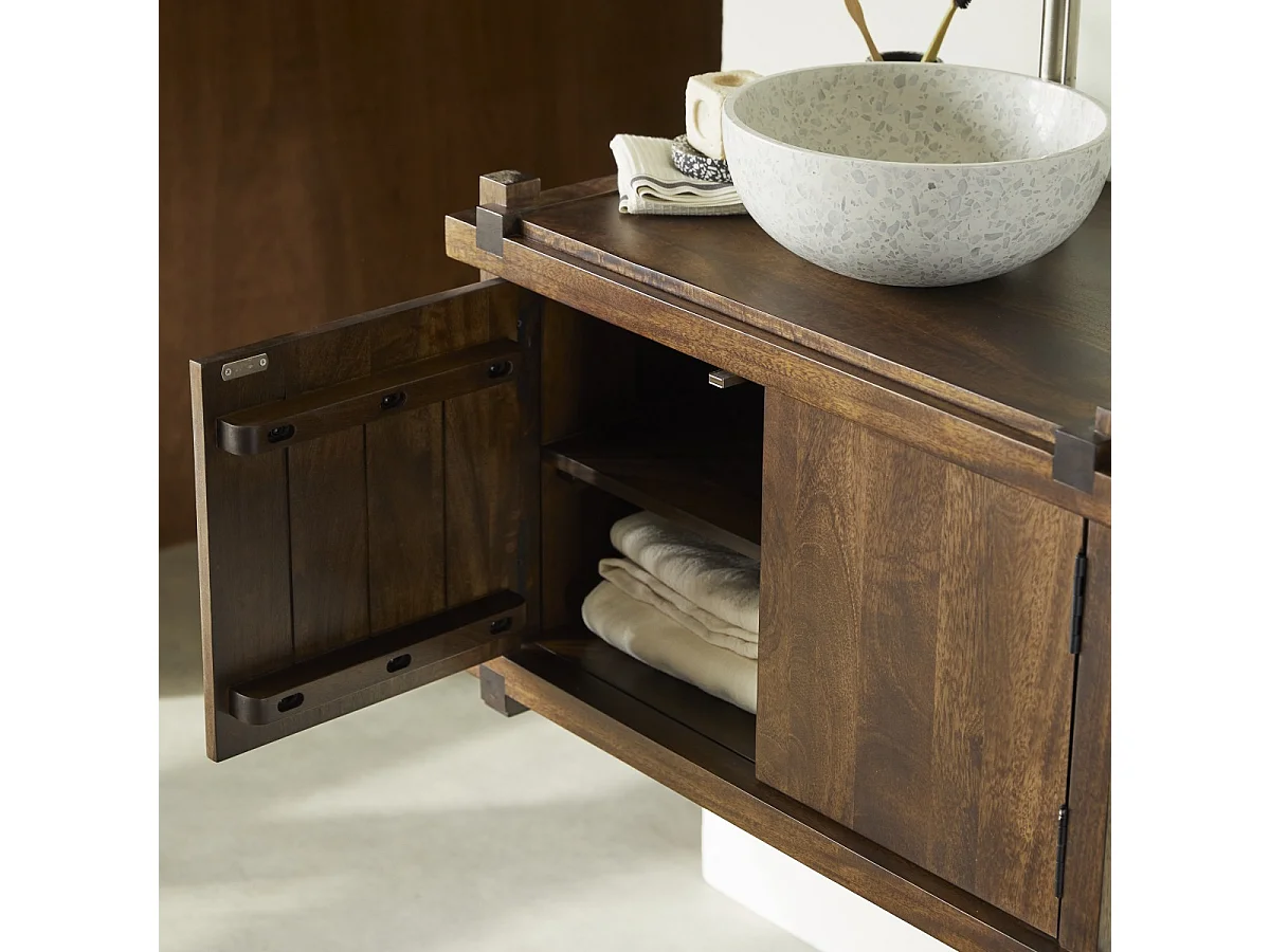 Mobile sotto lavabo Arko in legno massello di mango 80 cm
