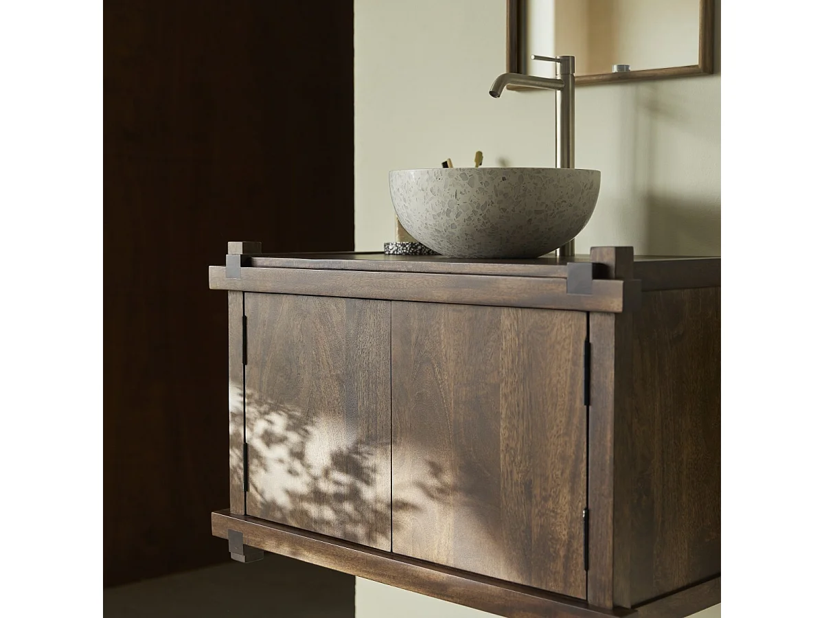 Mobile sotto lavabo Arko in legno massello di mango 80 cm