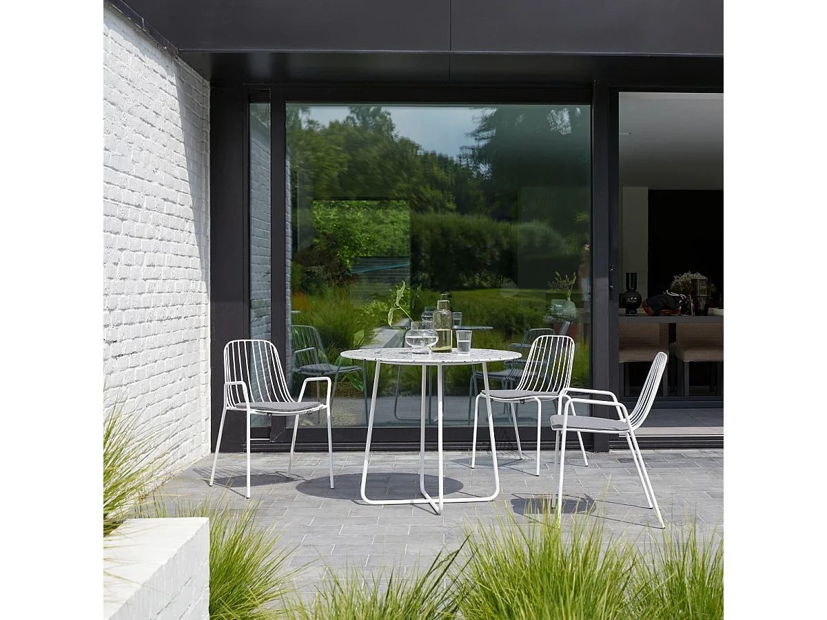 Tavolo rotondo da giardino terrazzo premium e metallo 90 Elio white