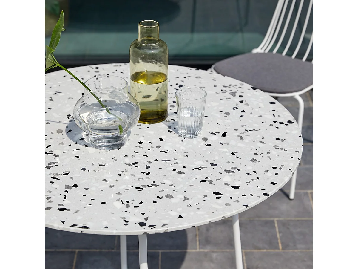 Tavolo rotondo da giardino terrazzo premium e metallo 90 Elio white