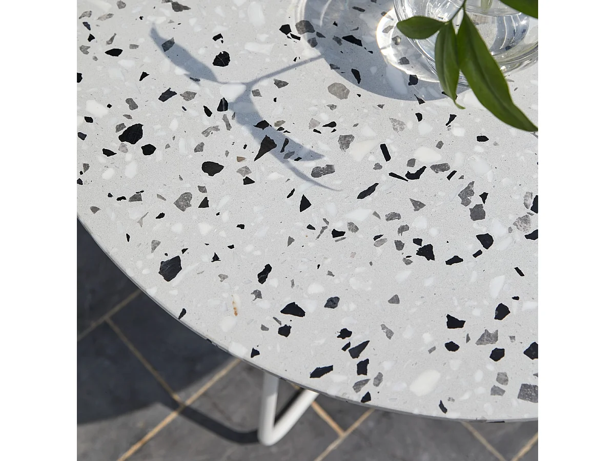 Tavolo rotondo da giardino terrazzo premium e metallo 90 Elio white