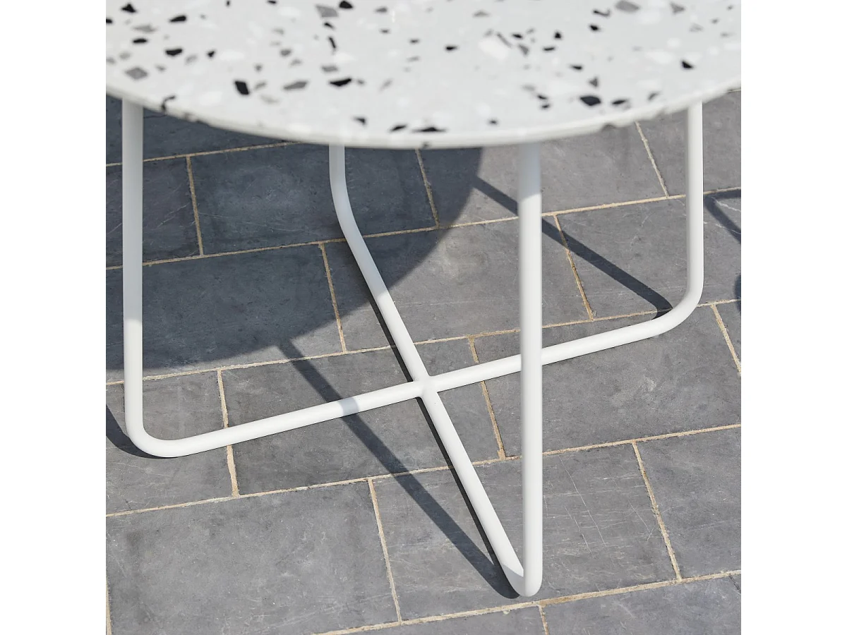 Tavolo rotondo da giardino terrazzo premium e metallo 90 Elio white