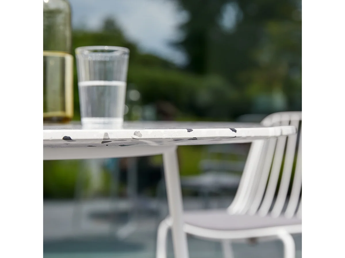 Tavolo rotondo da giardino terrazzo premium e metallo 90 Elio white