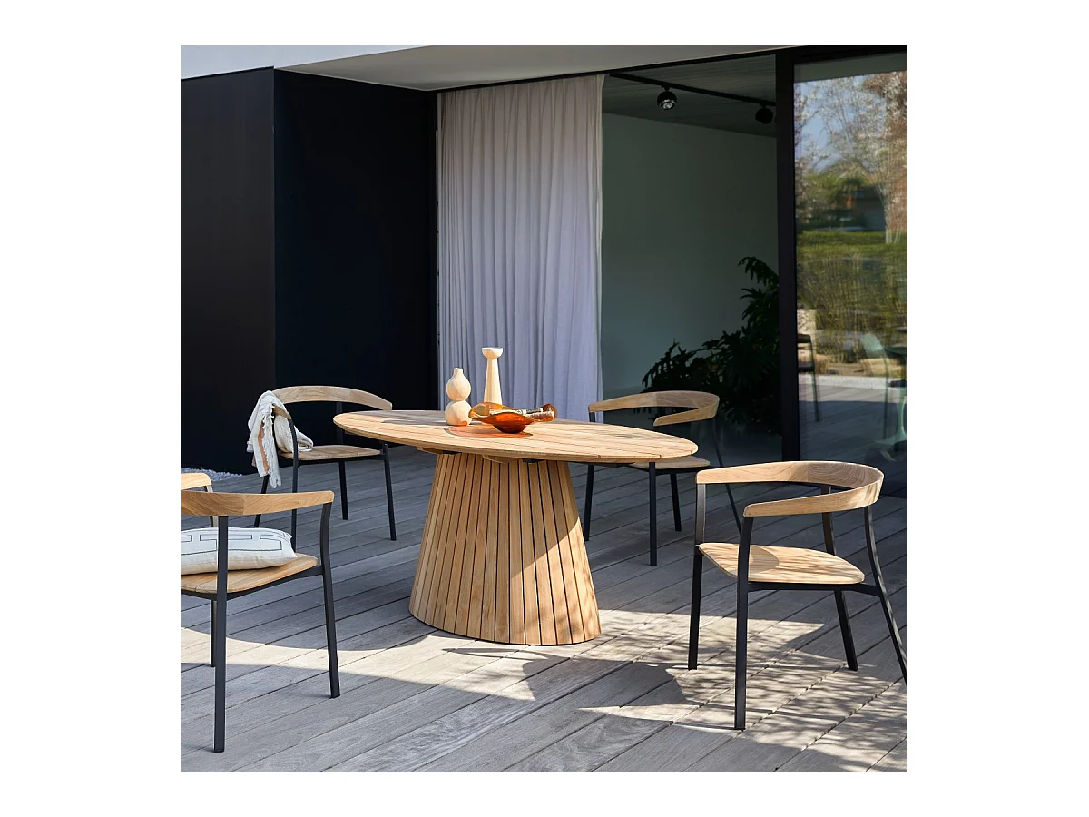 Tavolo da giardino ovale in legno di teak massello Paloma 6 pers.