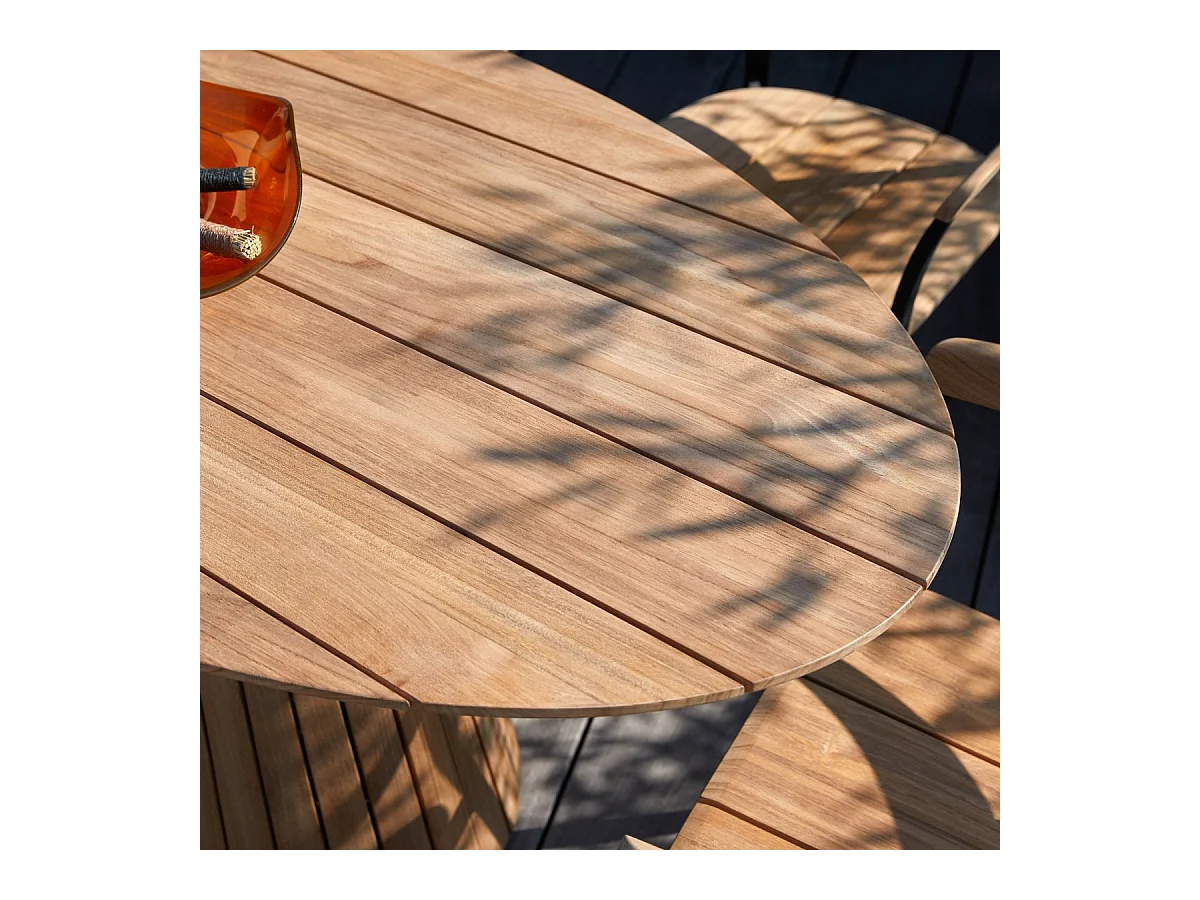 Tavolo da giardino ovale in legno di teak massello Paloma 6 pers.