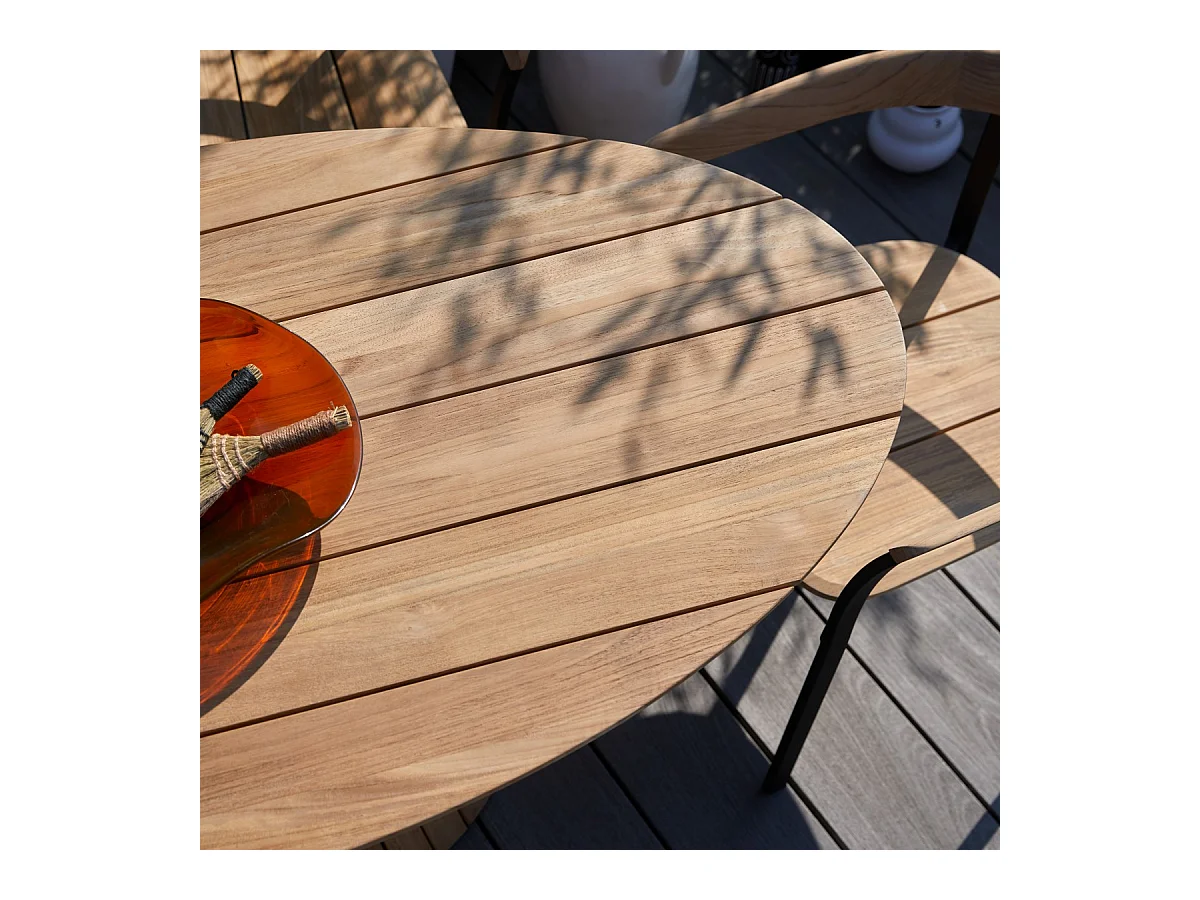 Tavolo da giardino ovale in legno di teak massello Paloma 6 pers.