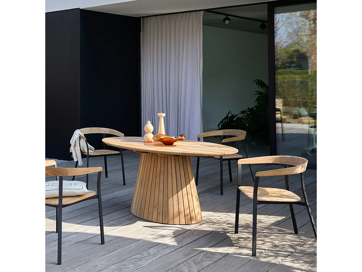 Tavolo da giardino ovale in legno di teak massello Paloma 6 pers.