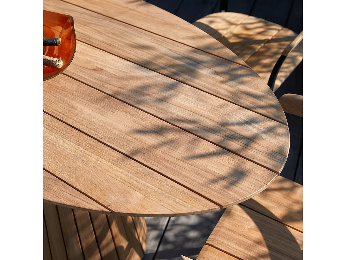 Tavolo da giardino ovale in legno di teak massello Paloma 6 pers.