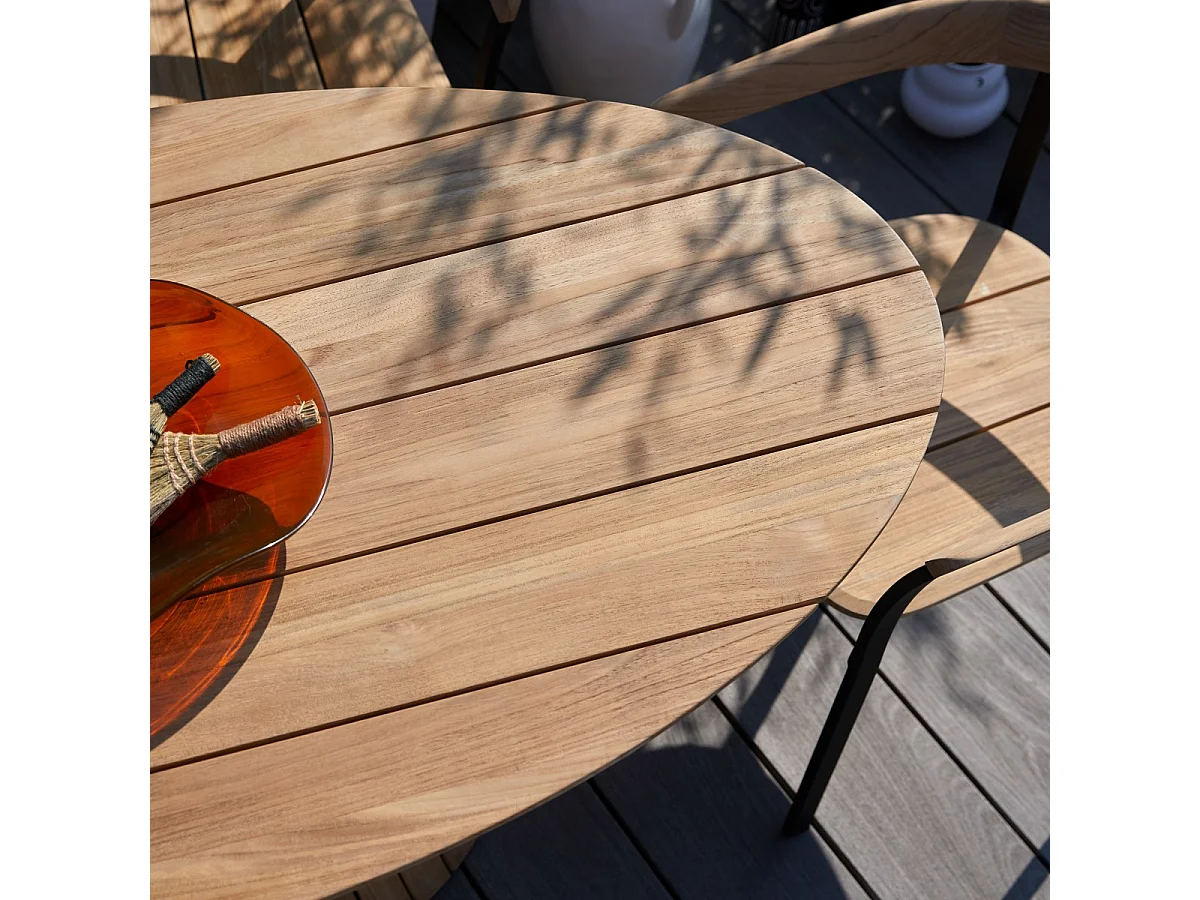 Tavolo da giardino ovale in legno di teak massello Paloma 6 pers.