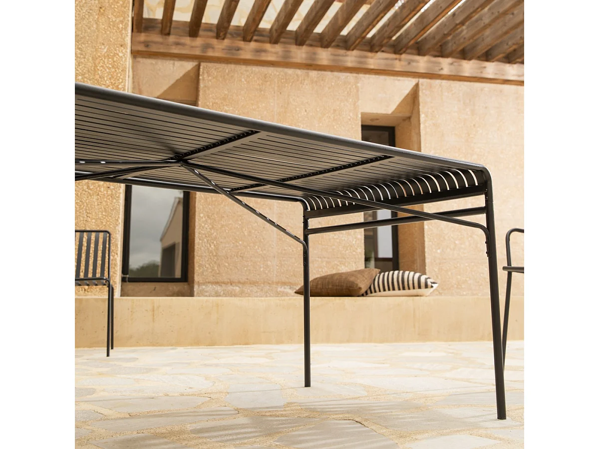 Outdoor-Set Gaby aus schwarzem Metall 175, 4-Sitzer