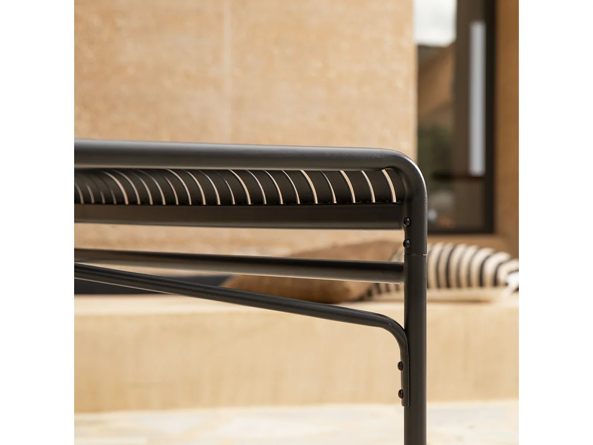 Outdoor-Set Gaby aus schwarzem Metall 175, 4-Sitzer