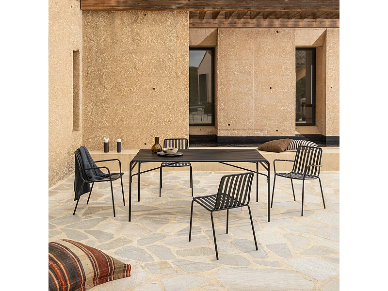 Ensemble d'extérieur en métal noir 175 Gaby 4 places