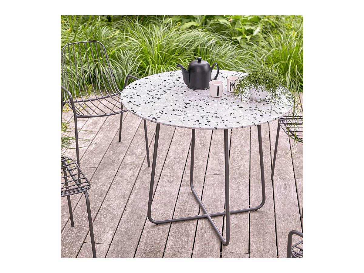 Tavolo rotondo da giardino terrazzo premium e metallo 90 Elio grey