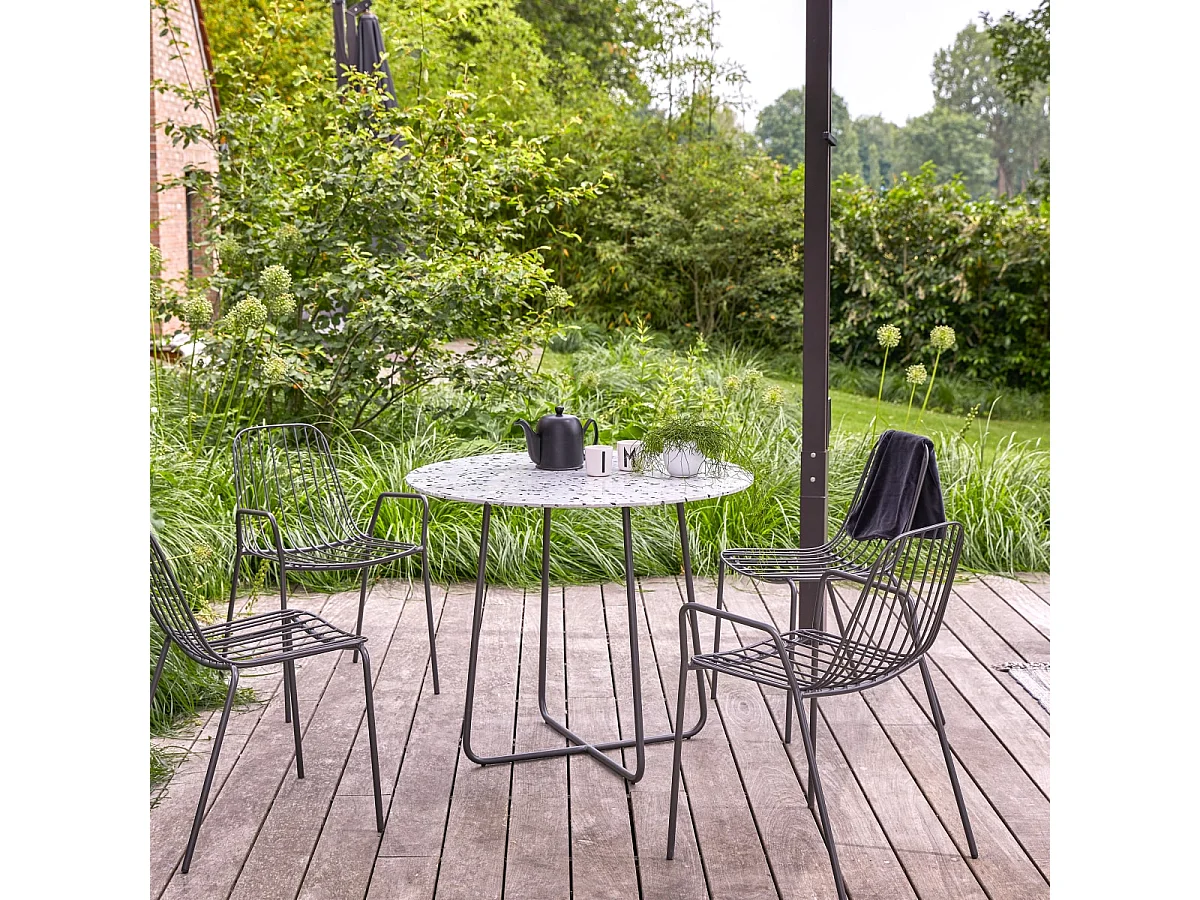 Runder Gartentisch  Premium-Terrazzo und Metall 90 Elio grau