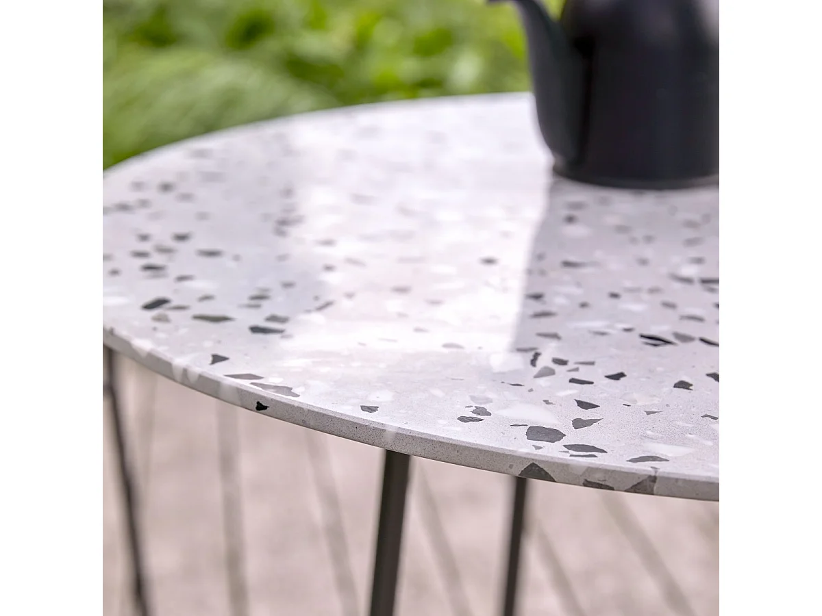 Runder Gartentisch  Premium-Terrazzo und Metall 90 Elio grau