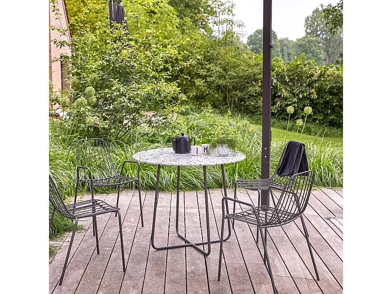 Runder Gartentisch  Premium-Terrazzo und Metall 90 Elio grau